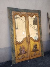 PORTA DORATA CON DIPINTI - 2 ANTE E TELAIO - RICCHI DECORI IN RILIEVO - 1970