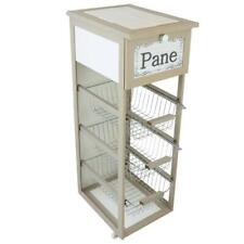 Carrello Portaverdure da Cucina in Legno Slim 3 Cassetti + Portapane Tortora