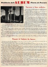 PUBBLICITA' 1947 DISTILLERIE AURUM LIQUORE  S.SILVESTRO PINETA PESCARA EXPORT