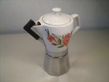 Caffettiera Vintage "DE LUXE" da 6 Tazze, Ceramica/Alluminio, Anni '70, Ottima