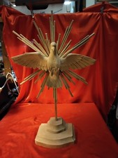 Grande Statua Sacra Scultura Spirito Santo Colomba Legno Intagliato Vecchio (G39)