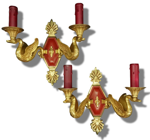 Coppia applique cigni stile - applique,