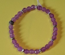 BRACCIALETTO BRACCIALE  DONNA GIADA VIOLA LILLA 6MM ACCESSORI COLORE ARGENTO (B8