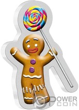 GINGERBREAD MAN Shrek Movie Shaped 1 oz moneta argento 2$ Niue 2021