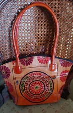 BORSA ARTIGIANALE PELLE ETNICA MULTICOLOR