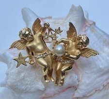 Vintage Coro Duette Baby Cherubini Angelo Giugno Pelliccia Clip/Spilla