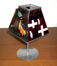 PORTACANDELA IN VETRO COLORATO STRUTTURA IN METALLO LUME LANTERNA MALTA & GOZO