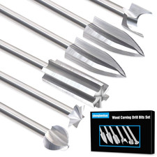 Set Di Punte Intaglio Legno per Utensile Rotante, 5 Diversi Accessori per Trapan