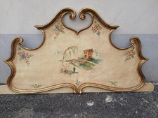 TESTATA LETTO SAGOMATA CON MULINO DIPINTO E CORNICE DORATA - MATRIMONIALE 1960