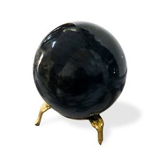 Sfera in Marmo Nero con Base Bronzo Home Decor Ø Scultura da Tavolo Ø 5cm