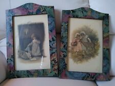 Coppia di quadri stampe vintage bambini cornice legno 38x26 quadretti cameretta