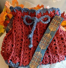 Borsetta Borsa A Sacco Estiva Uncinetto Cotone 25x30x10 Cm Handmade Artigianale 