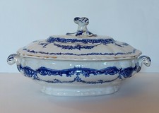 ANTICA ZUPPIERA INGLESE PORCELLANA DECORI BLU 