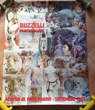 GUIDO BUZZELLI MANIFESTO 50 X 70 ORIGINALE D'EPOCA per PHANTASMAGORIE ROMA 1983