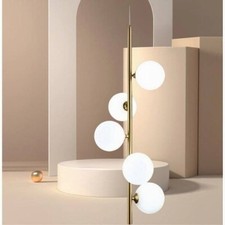 Lampadario A Sospensione Bronzo 5 Sfere Lampada Soffitto Con Stelo Verticale A95