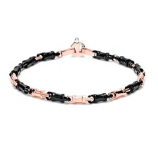 BARAKA Bracciale uomo in oro rosa 18 kt ceramica nera BR24514 bracelet  21 cm