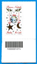 2009 francobollo Natale Laico CON CODICE A BARRE 1274