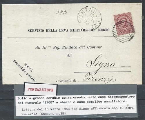 1863 10c con numer sbarre - 1863,