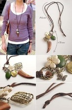 Vintage Collana Legno Dente