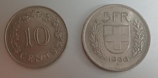 SPL 5 franchi Svizzeri 1968 + 10 cent 1972 Malta