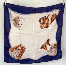 Sciarpa collo quadrato vintage sciarpa testa blu stampa cane spaniel toro cane collie