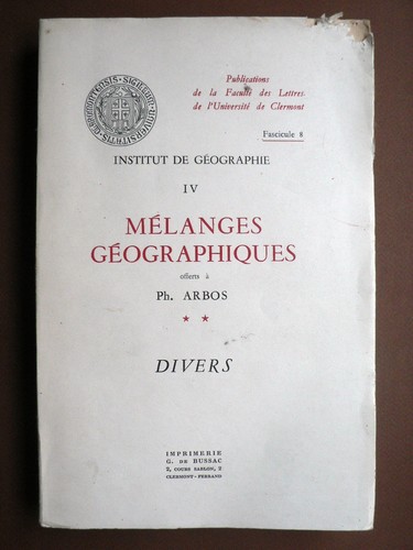 Mélanges géographiques arbos - mÉlanges,