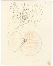 EMILIO SCANAVINO  " COMPOSIZIONE ASTRATTA" 1967  DISEGNO-MATITA E PASTELLO