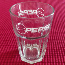 BICCHIERE PEPSI COLA IN VETRO TRASPARENTE 0,4L VINTAGE LOGO BIANCO DA COLLEZIONE