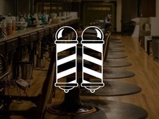 2x Pali Barbiere Negozio Porta Finestra Parete Parrucchiere Palo Vinile Decalcomania Adesivo Insegna