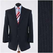 Mens Striped Blazer 42S UK Size LUIGI VARELLO Dark Blue Wool Sport Coat Jacket