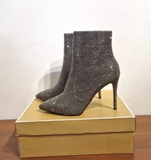 Stivaletti con tacco Michael Kors, lamè, cristalli, grigio antracite, N.39