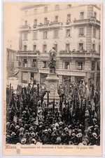 P1050 - MILANO  - Cartolina D'epoca - Inaugurazione  mon. CARLO CATTANEO 1901