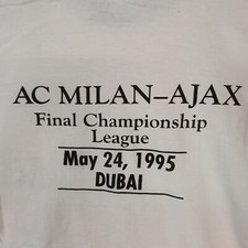 RARISSIMA 24 MAGGIO '95 MILAN AJAX FINALE CHAMPIONS LEAGUE DUBAI BOOTLEG T-SHIRT