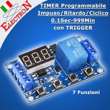 TIMER 5V 12V 24V TEMPORIZZATORE RITARDO CICLICO 0.1Sec - 999min / 7 Programmi