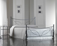 LETTO FERRO BATTUTO TULIPANO PIAZZA E MEZZA NERO GRAFITE