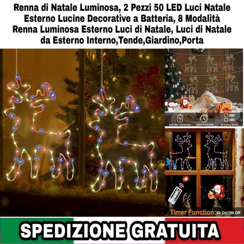 Renna natale luminosa 2pz - natale, luminosa,