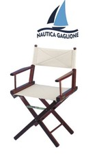 SEDIA REGISTA POLTRONCINA MARINA LEGNO TESSUTO IMBOTTITO BARCA ESTERNI GIARDINO