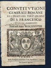 RARA SEICENTINA ROMA COSTITUZIONI FRATI S.FRANCESCO URBANO VIII BARBERINI 1639