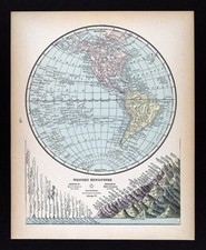 1894 Cram Mappa Mondo Emisfero