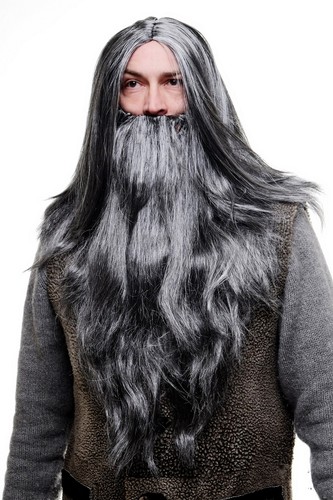 Set parrucca barba grigio - set, barba: