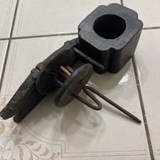 RARO MULINELLO DA PESCA PRIMITIVO ANTICO IN LEGNO FATTO A MANO 