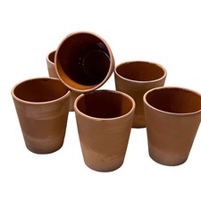 Set 6 Bicchieri in Terracotta Smaltati Internamente – Artigianali, 10 cm Rustici