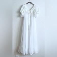 Camicia da notte vintage anni 60 Tosca Lingerie S Peignoir set bianco pizzo trasparente accappatoio sposa