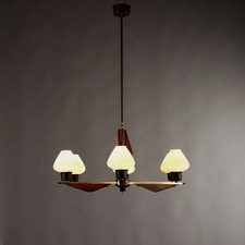 Lampada a Sospensione Vintage Alluminio Teak Italia Anni 60