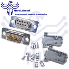 DB9 CONNETTORE A SALDARE 9 POLI PIN FEMMINA RS232 COMPLETO DI GUSCIO 1 PZ GRIGIO