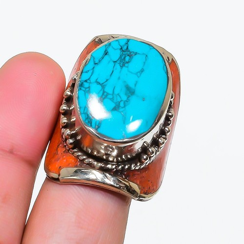 Anello corallo rosso turchese