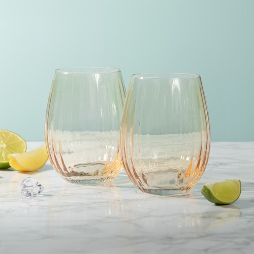 Stemless glasses amber - glasses, of