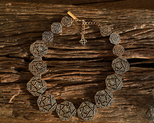 Collana corto dorato ottagono - collana,