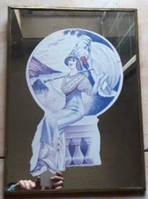QUADRO A SPECCHIO MIRROR COVER VOGUE STILE DONNA IN ABITO PARIGINO -37x27,5cm