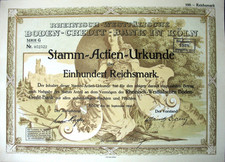 non forato Rheinisch-Westfalische Boden-Credit Bank Colonia azione 1926 Germania Burg